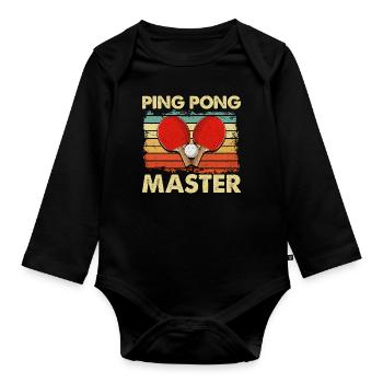 Ping Pong Master Table Tennis Pingpong Players - Organic Longsleeve Baby Bodysuit - black - Front
