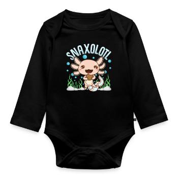 Snaxolotl Funny Axolotl Sushi Snacks Kawaii Animal - Body Bébé bio manches longues - noir - Devant
