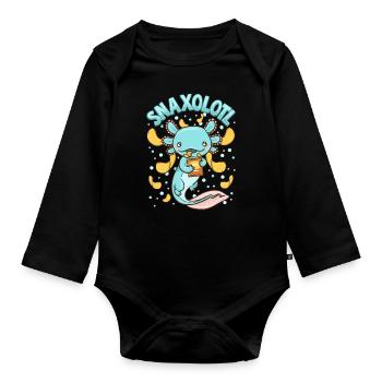 Mignon et drôle Snaxolotl Adorable Snacking Axolotl - Body Bébé bio manches longues - noir - Devant