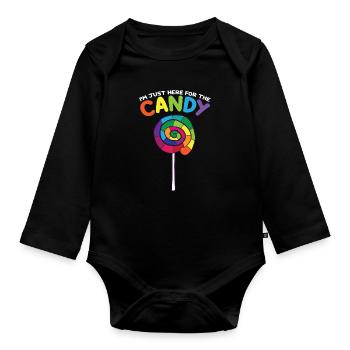 Je suis ici juste pour les bonbons fils de l’enfant - Body Bébé bio manches longues - noir - Devant