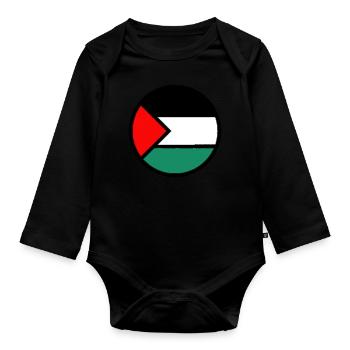 Palästinensische Flagge - Baby Bio-Langarm-Body - Schwarz - Vorne