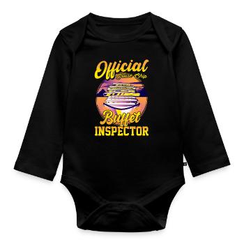 Lustiges offizielles Kreuzfahrtschiff Buffet Inspector Pun - Baby Bio-Langarm-Body - Schwarz - Vorne