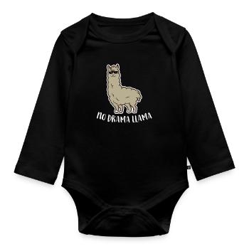 No Drama Llama Funny Alpaca Lover Llamas - Organic Longsleeve Baby Bodysuit - black - Front