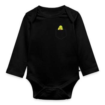 Avocado In The Pocket Vegan Food Avocado In Pocket - Organic Longsleeve Baby Bodysuit - black - Front
