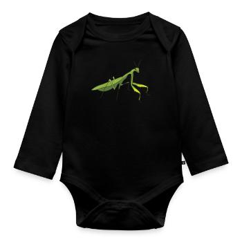 Cute Praying Mantis Love Funny Praying Mantis - Organic Longsleeve Baby Bodysuit - black - Front