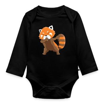 Dabbender Panda Rouge Dabbing Red Panda - Body Bébé bio manches longues - noir - Devant