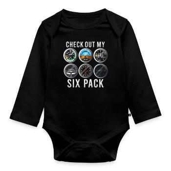 Funny Check Out My Six Pack Airplane Pilot - Organic Longsleeve Baby Bodysuit - black - Front