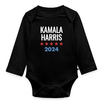 KAMALA HARRIS 2024 - Baby Bio-Langarm-Body - Schwarz - Vorne