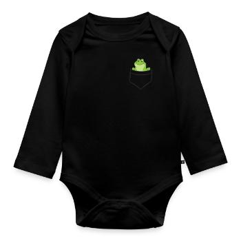 Grenouille dans la poche De l’amour grenouilles - Body Bébé bio manches longues - noir - Devant