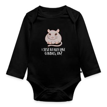 J’aime les souris de course Gerbil Tout simplement, d’accord ? - Body Bébé bio manches longues - noir - Devant