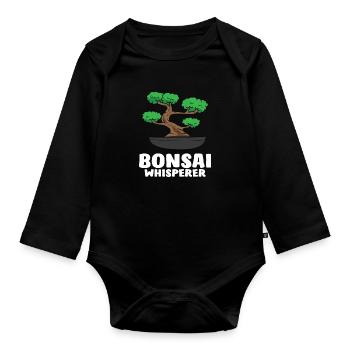 Funny Bonsai Tree Funny Japanese Bonsai Tree - Organic Longsleeve Baby Bodysuit - black - Front