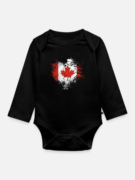 Kanada Flagge - Baby Bio-Langarm-Body - Schwarz