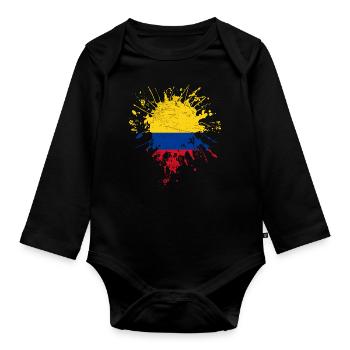 Colombie Drapeau - Body Bébé bio manches longues - noir - Devant