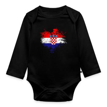 Kroatien Flagge - Baby Bio-Langarm-Body - Schwarz - Vorne
