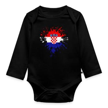 Kroatien Flagge - Baby Bio-Langarm-Body - Schwarz - Vorne