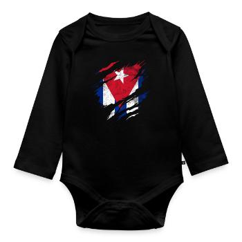 Cuba déchiré drapeau - Body Bébé bio manches longues - noir - Devant