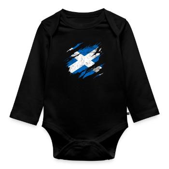 Drapeau Ecosse - Body Bébé bio manches longues - noir - Devant