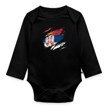 Serbien Flagge Wappen - Baby Bio-Langarm-Body - Schwarz - Vorne