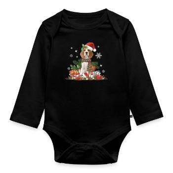 Beagle Christmas - Organic Longsleeve Baby Bodysuit - black - Front