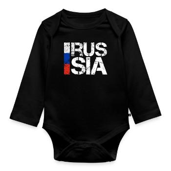 Russie - Body Bébé bio manches longues - noir - Devant