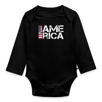 Les fans de l’Amérique - Body Bébé bio manches longues - noir - Devant