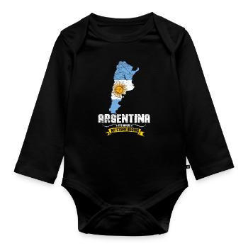 Argentina - Organic Longsleeve Baby Bodysuit - black - Front
