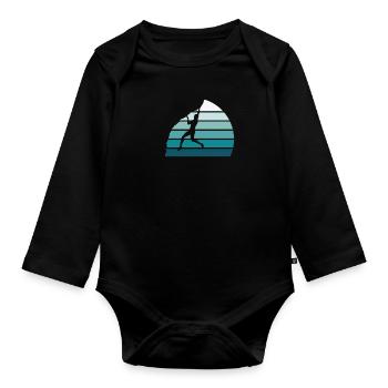 Rock Climbing Climber Vintage Blue Stripes - Organic Longsleeve Baby Bodysuit - black - Front