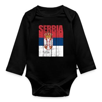 Drapeau de la Serbie - Body Bébé bio manches longues - noir - Devant