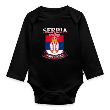 Serbien Wappen - Baby Bio-Langarm-Body - Schwarz - Vorne