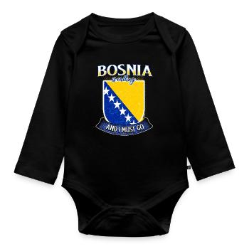 La Bosnie appelle - Body Bébé bio manches longues - noir - Devant