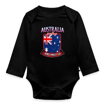 Australien Fan - Baby Bio-Langarm-Body - Schwarz - Vorne