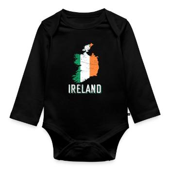 Republic of Ireland Shape Map Flag - Organic Longsleeve Baby Bodysuit - black - Front