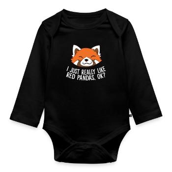 J’adore les Pandas Rouges Vraiment, d’accord ? - Body Bébé bio manches longues - noir - Devant
