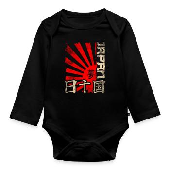 Japon Drapeau Soleil Caractères japonais - Body Bébé bio manches longues - noir - Devant