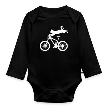 Cat Bike Cycling Bicycle - Organic Longsleeve Baby Bodysuit - black - Front