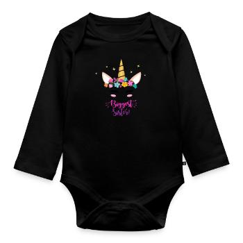 Größte Schwester - Baby Bio-Langarm-Body - Schwarz - Vorne