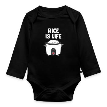 Rice Is Life Asian Food Chinese Rice Japanese - Organic Longsleeve Baby Bodysuit - black - Front