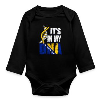 Bosnien ist in meiner DNA - Baby Bio-Langarm-Body - Schwarz - Vorne