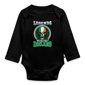 Legends are born in Ireland - Organic Longsleeve Baby Bodysuit - black - Front