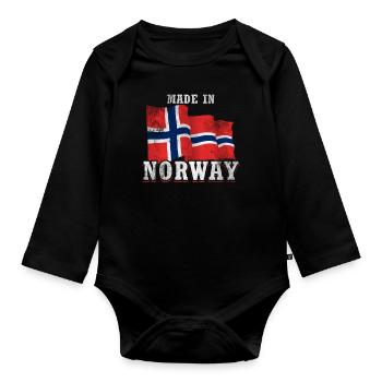 Made in Norwegen - Baby Bio-Langarm-Body - Schwarz - Vorne