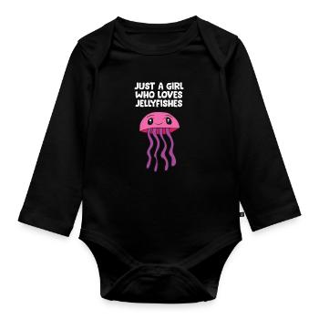 Juste une fille Who Loves Jellyfishes Pet Jellyfish - Body Bébé bio manches longues - noir - Devant