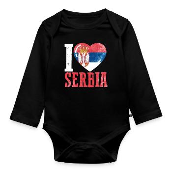 Ich liebe Serbien - Baby Bio-Langarm-Body - Schwarz - Vorne