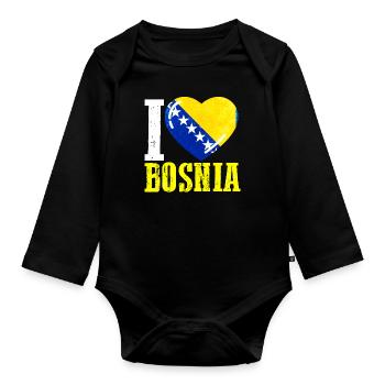 J’aime la Bosnie - Body Bébé bio manches longues - noir - Devant