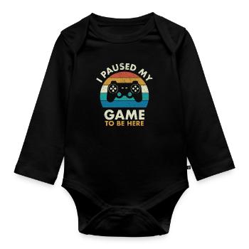 Vintage Ich habe meinen Game Gamer angehalten - Baby Bio-Langarm-Body - Schwarz - Vorne