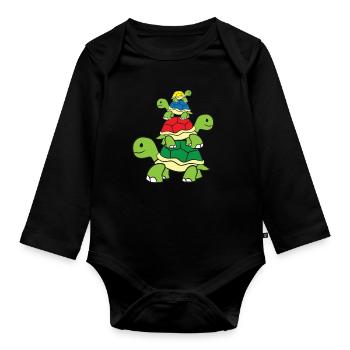 Cute Turtle Tortoises Ocean Love Sea Turtles - Baby Bio-Langarm-Body - Schwarz - Vorne
