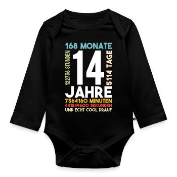 14 Jahre Geburtstag Kind Cool drauf Geschenk - Baby Bio-Langarm-Body - Schwarz - Vorne