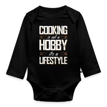 chef cook saying chef - Organic Longsleeve Baby Bodysuit - black - Front