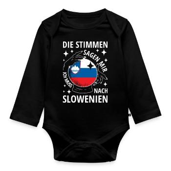 Slowenien Flagge Balkan Slowenische Fahne Spruch - Baby Bio-Langarm-Body - Schwarz - Vorne