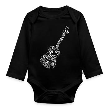 Guitare - Body Bébé bio manches longues - noir - Devant