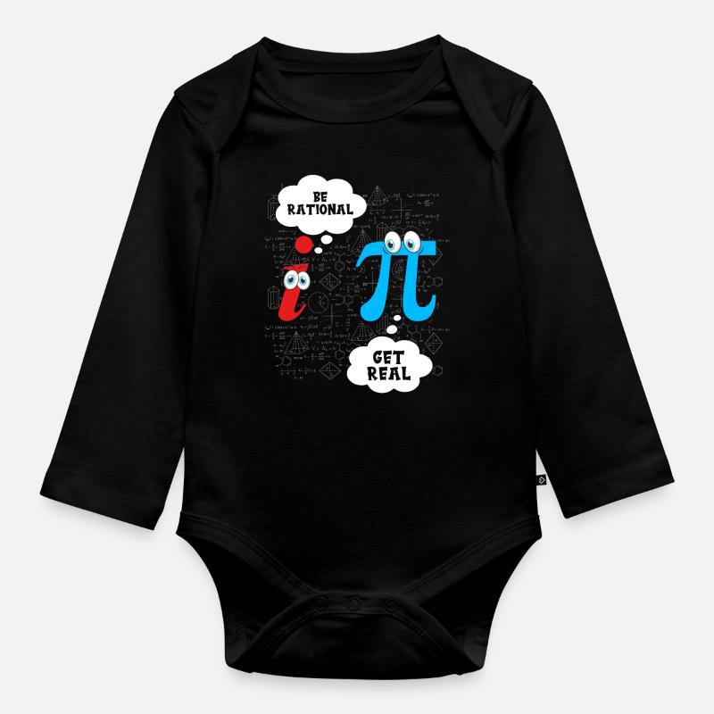 Funny Be Rational Get Real Math Pun Statistiques - Body Bébé bio manches longues - noir